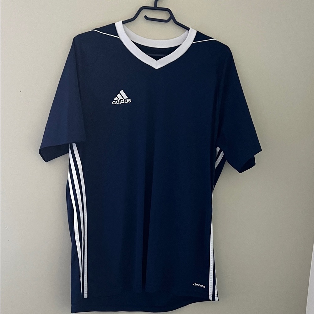 Adidas Climacool Soccer Jersey Navy Blue White Striped XL